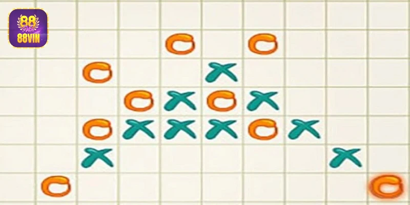Bàn cờ caro với hai quân cờ X và O