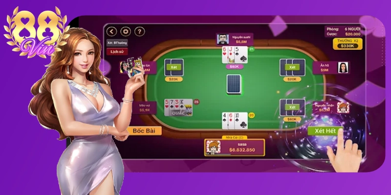 Ở giai đoạn 2, người chơi có thể bọt thêm bài hoặc dằn