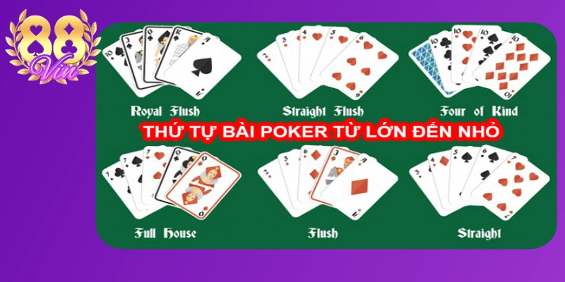 Thứ tự các tay bài trong Poker từ mạnh đến yếu